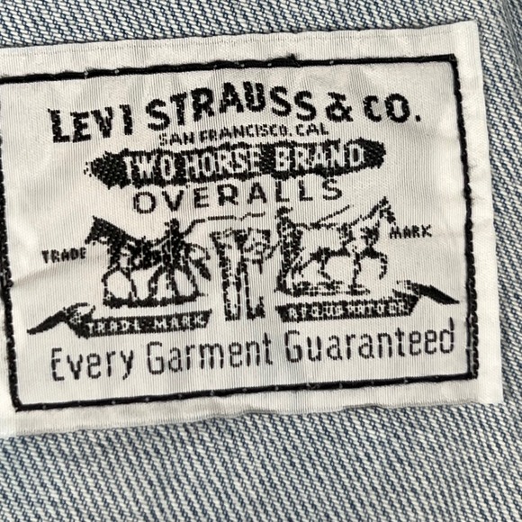 Levis Two Horse Brand Denim Shortalls Overalls Light Wash Cotton Womens XL - Picture 2 of 10